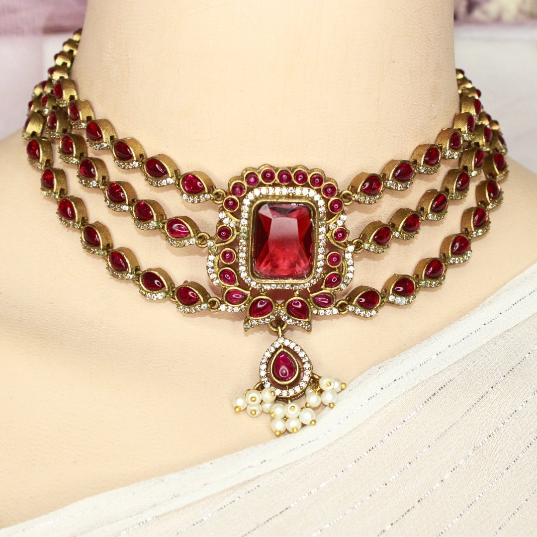 ZHALRA TEEN LADI CHOKER - RED - Necklaces