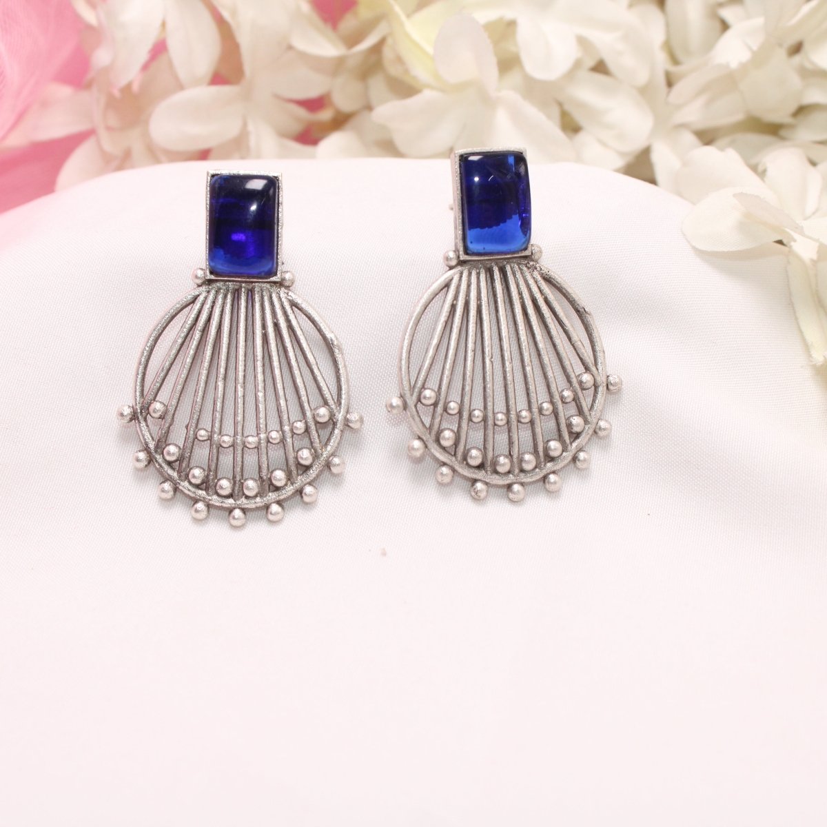 ZIVA MONALISA STONE EARRING-BLUE -EARRING