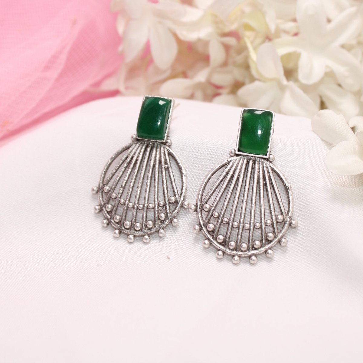 ZIVA MONALISA STONE EARRING-GREEN -EARRING