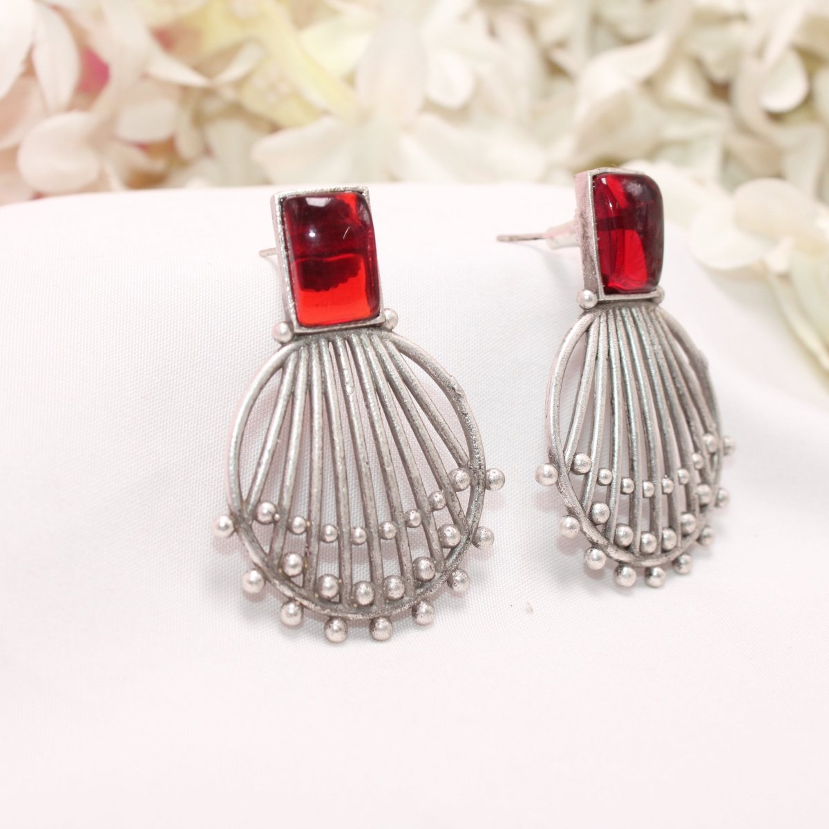 ZIVA MONALISA STONE EARRING-RED -EARRING