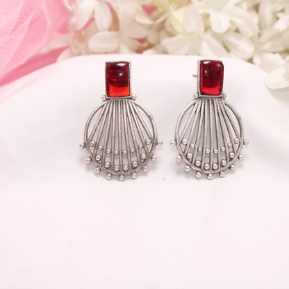 ZIVA MONALISA STONE EARRING-RED -EARRING