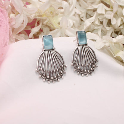 ZIVA MONALISA STONE EARRING-SKY BLUE -EARRING