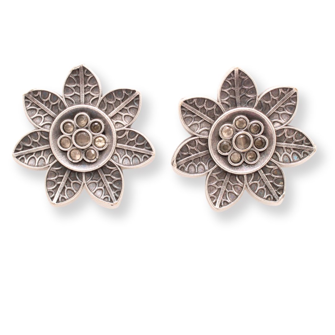 7 LEAVES FLOWER STUD-MAUVE -EARRING