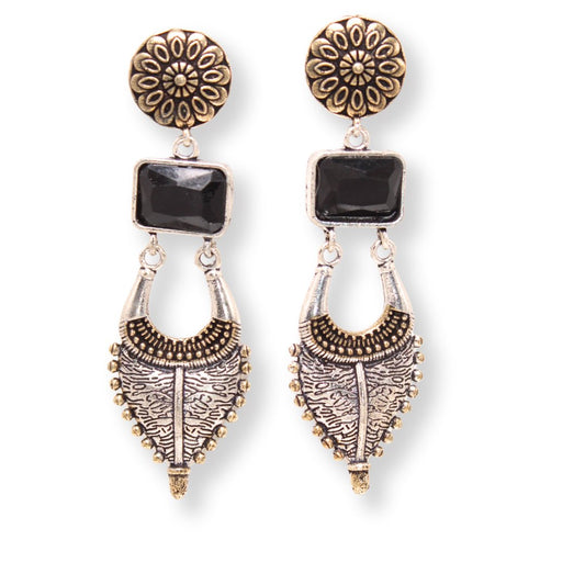 ALIA DUAL TONE JHUMKA- BLACK -Earrings