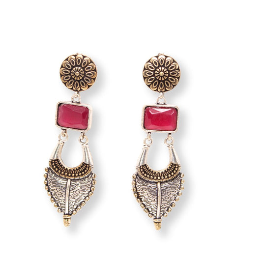 ALIA DUAL TONE JHUMKA- MAROON -Earrings