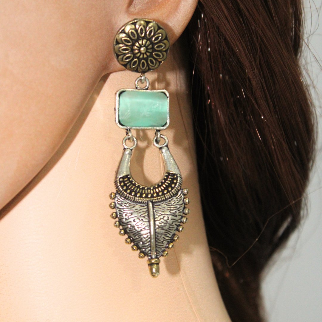 ALIA DUAL TONE JHUMKA- MINT -Earrings