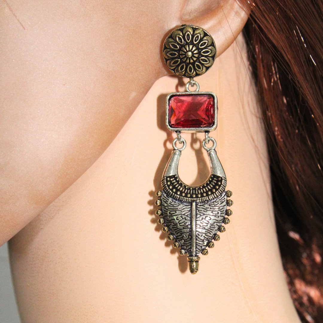 ALIA DUAL TONE JHUMKA- WINE -Earrings