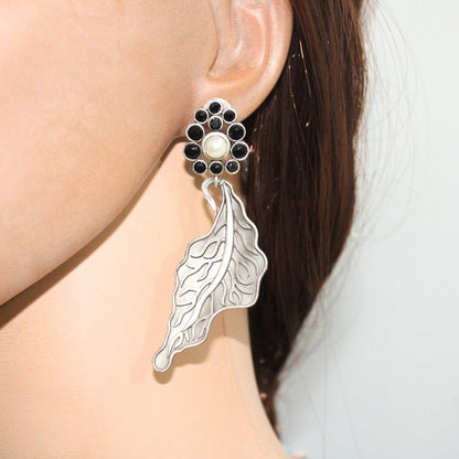 BIG LEAF EARRING DANGLER-BLACK -EARRING