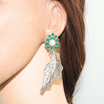 BIG LEAF EARRING DANGLER-GREEN -EARRING