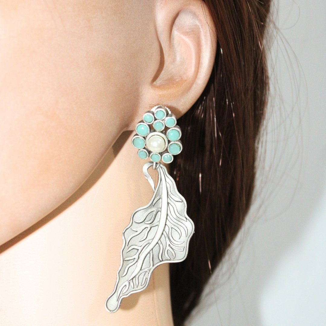 BIG LEAF EARRING DANGLER-MINT -EARRING