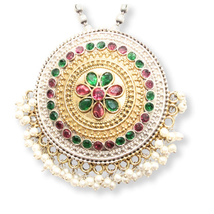 BIG ROUND DUAL-TONE PENDANT SET-MULTICOLOUR -Charms & Pendants