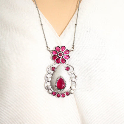 BIG TEAR-DROP WITH STONE PENDANT SET-RED -Charms & Pendants