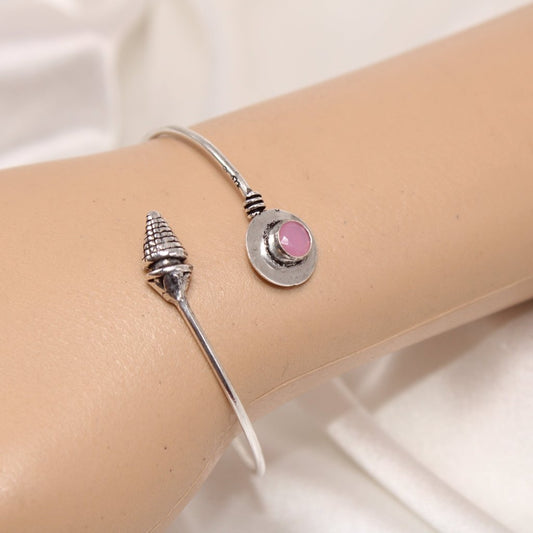 BRACELET-PINK STONE & OVAL PATTERN -Bracelets