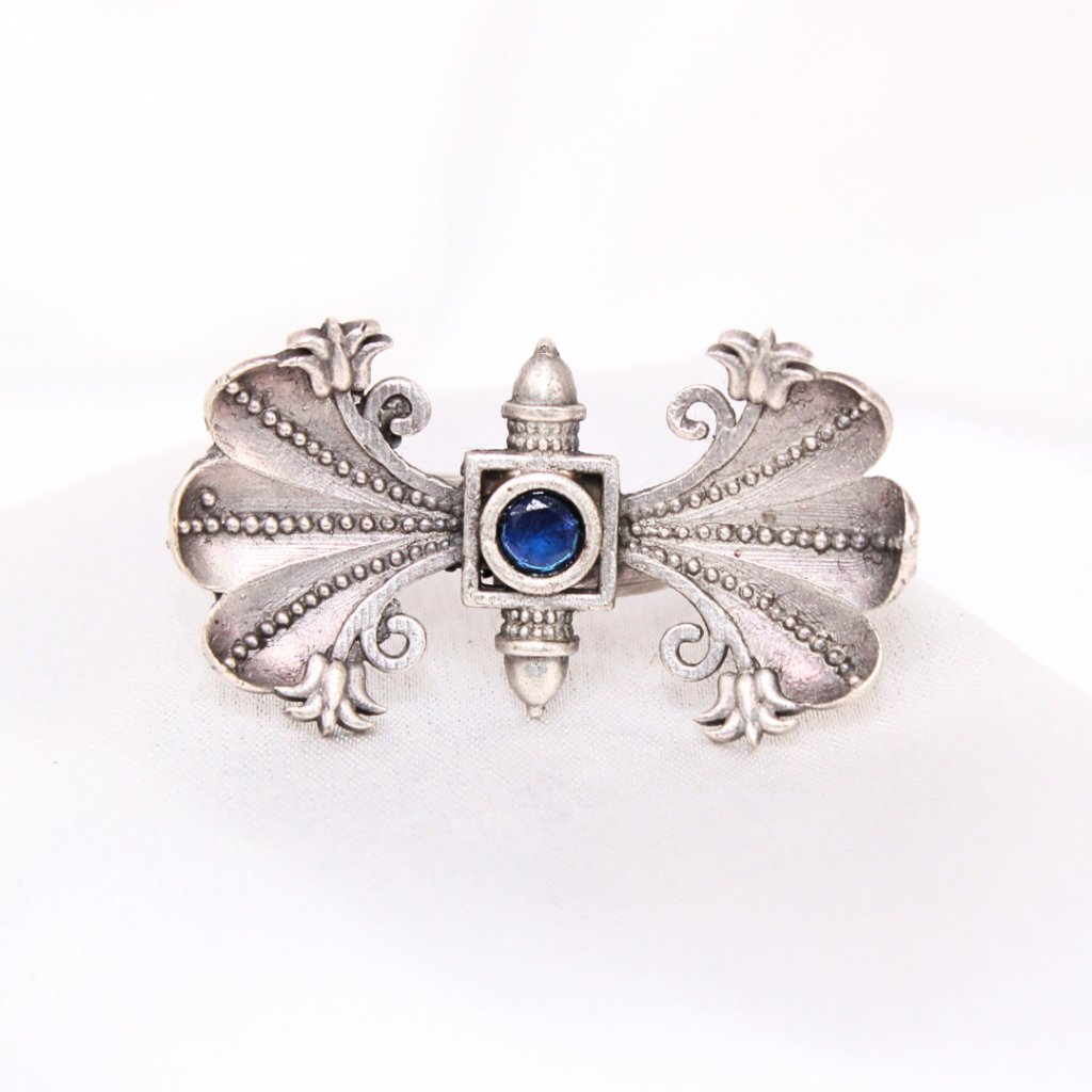 BUTTERFLY PATTERN WITH STONE STATEMENT FINGER RING-BLUE -Rings