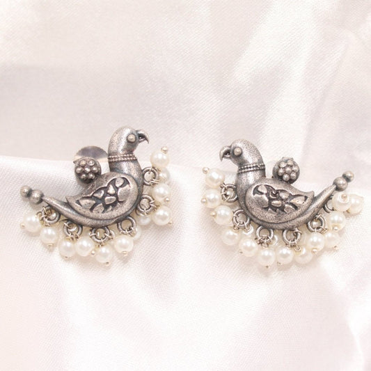 CLASSIC BIRD WITH PEARLS STUD -Earrings