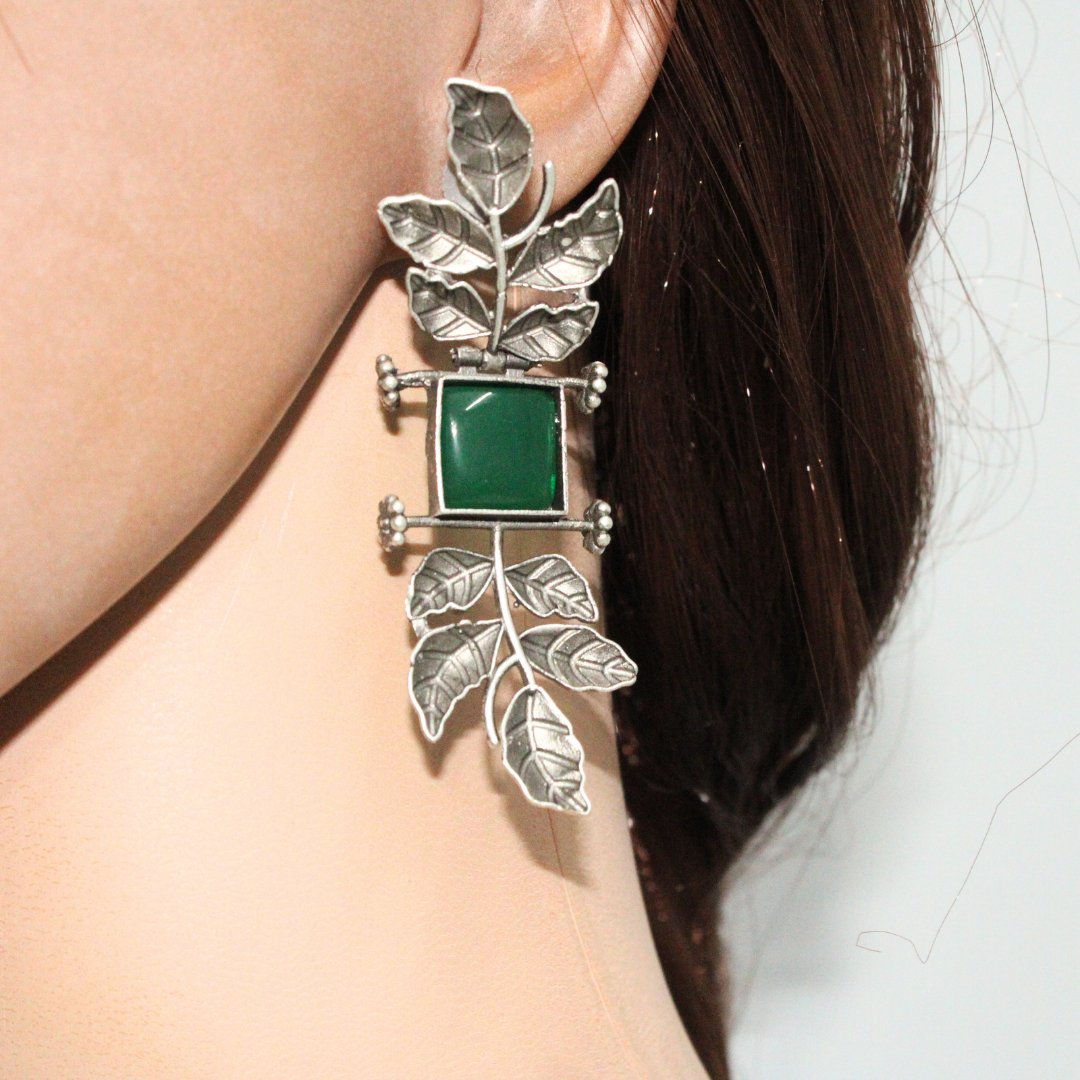 CREEPER LEAVES EARRINGS-GREEN -EARRING