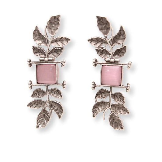 CREEPER LEAVES EARRINGS-PINK -EARRING