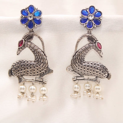 DEER PATTERN DANGLER-BLUE -EARRING