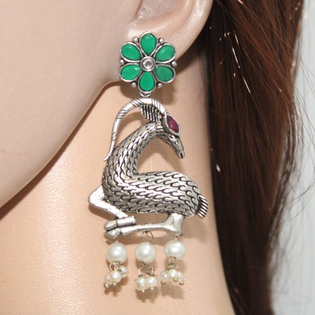 DEER PATTERN DANGLER-GREEN -EARRING