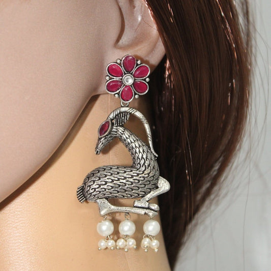 DEER PATTERN DANGLER-MAROON -EARRING