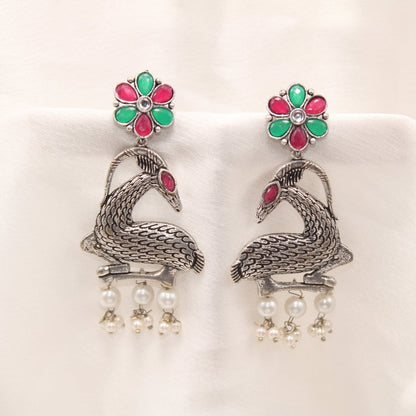 DEER PATTERN DANGLER-MAROON&GREEN -EARRING