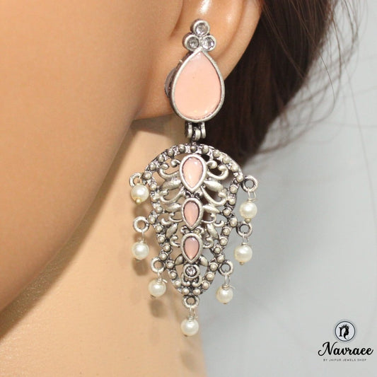 DUAL DROP DANGLER-PEACH -EARRING