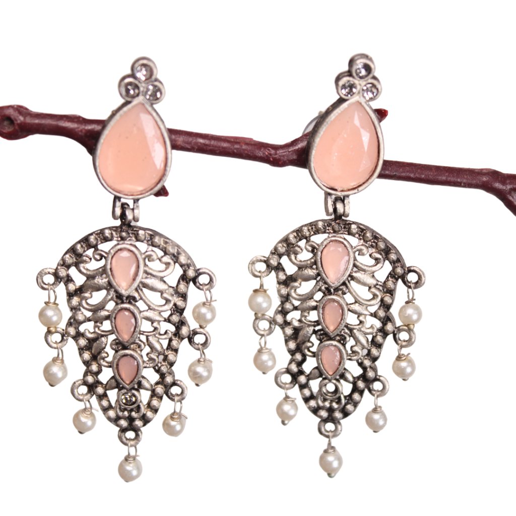 DUAL DROP DANGLER-PEACH -EARRING