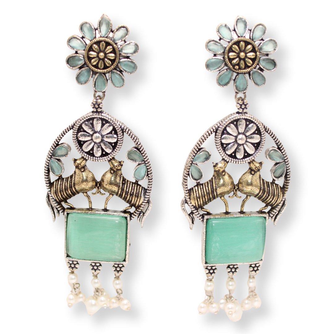 DUAL-TONE NANDI EARRINGS-MINT -EARRING