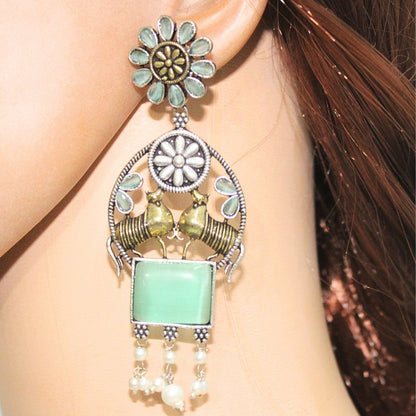 DUAL-TONE NANDI EARRINGS-MINT -EARRING