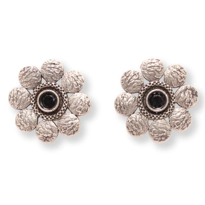 ENBOSS CRUSH FLOWER STUD-BLACK -EARRING