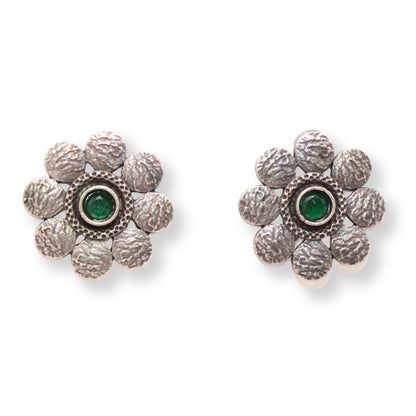 ENBOSS CRUSH FLOWER STUD-GREEN -EARRING