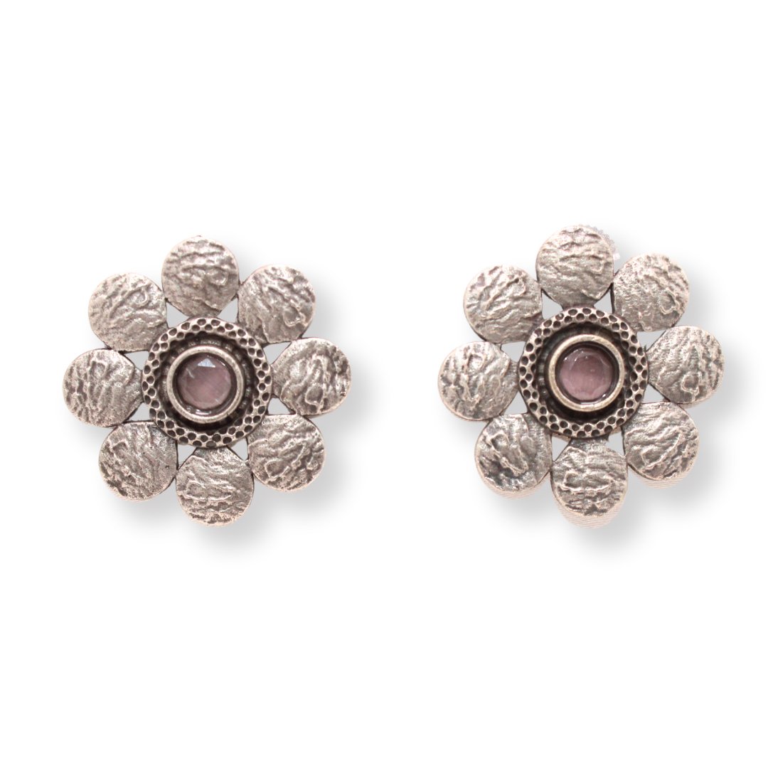 ENBOSS CRUSH FLOWER STUD-MAUVE -EARRING