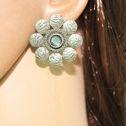 ENBOSS CRUSH FLOWER STUD-MINT -EARRING