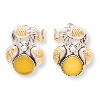 HAATHI DUAL TONE JHUMKA-YELLOW -EARRING