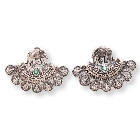 HAATHI LAKSMI PAIR STUD-GREEN -EARRING