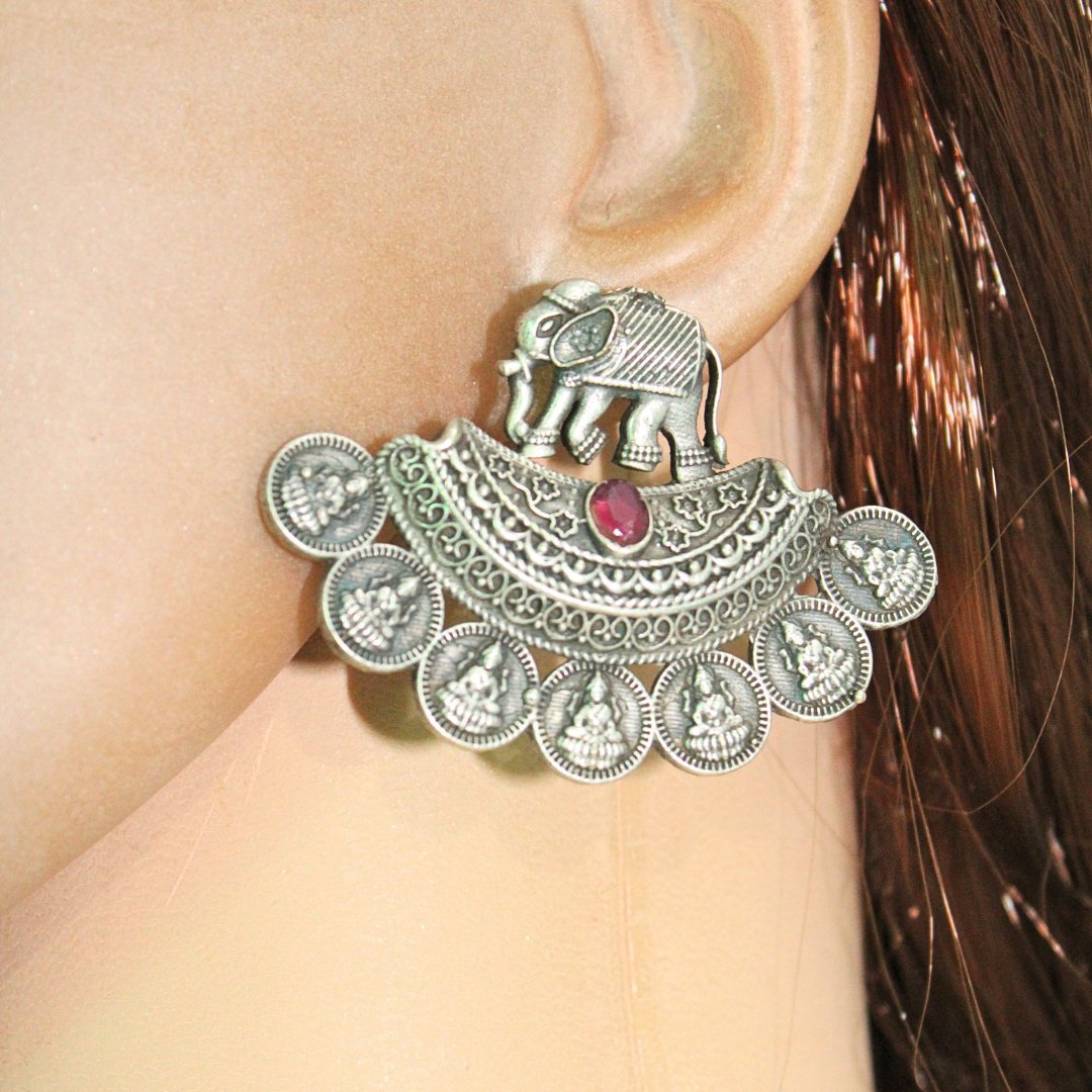 HAATHI LAKSMI PAIR STUD-RED -EARRING