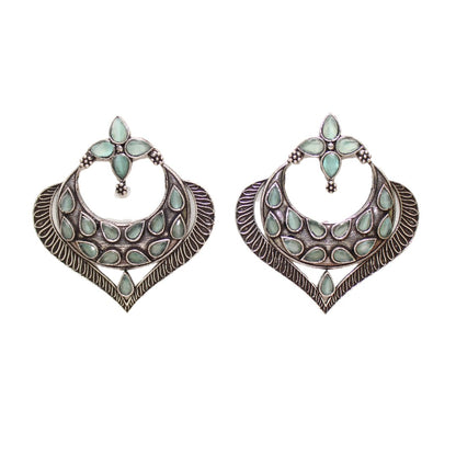 HEART & MOON PATTERN EARRINGS-MINT -