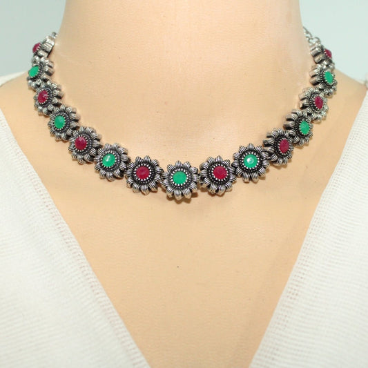 KANAK NECKLACE SET-MAROON & GREEN -Necklaces