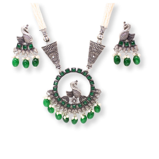 MAYURA PENDANT SET-GREEN -Charms & Pendants