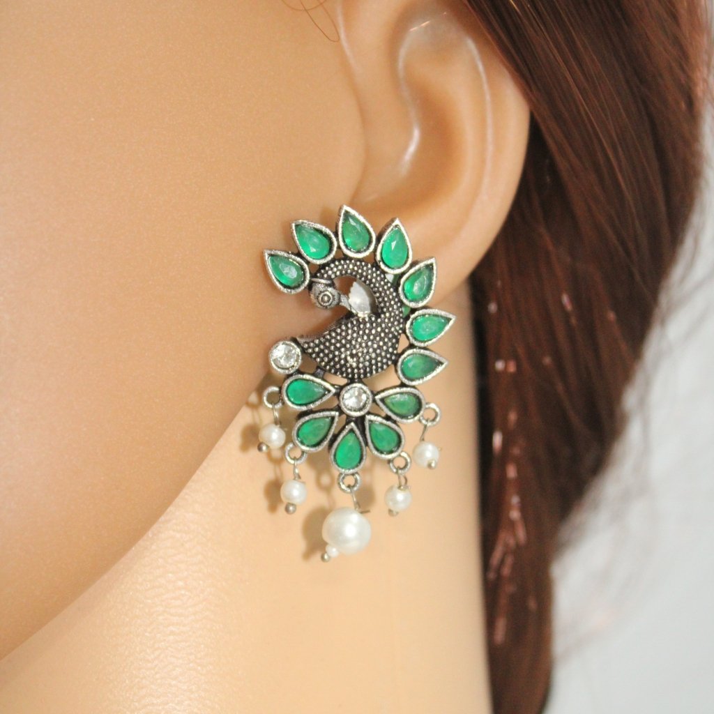 MAYURA STUD EARRING-GREEN -EARRING