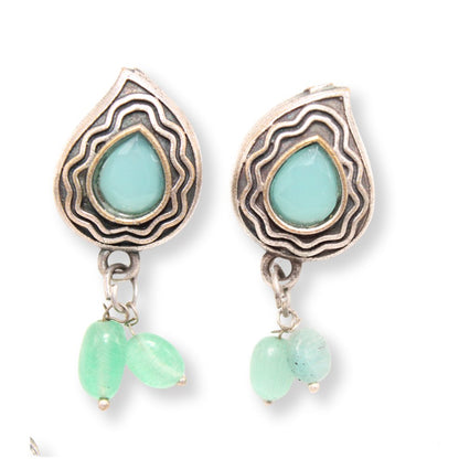 MEENAKARI AND STONE PENDANT SET-TURQUOISE -Charms & Pendants