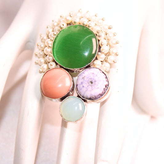 MONALISA STONE FUSION RING-GREEN&PURPLE -