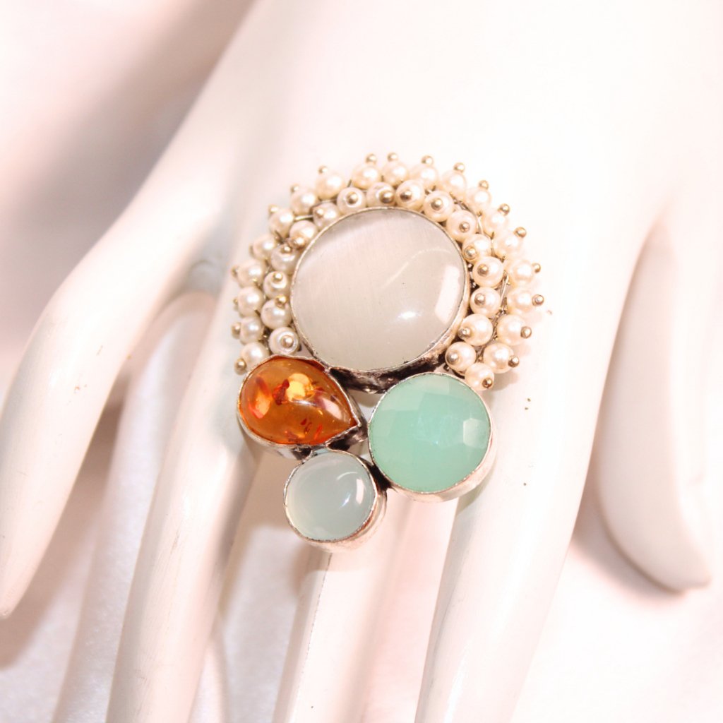 MONALISA STONE FUSION RING-WHITE -