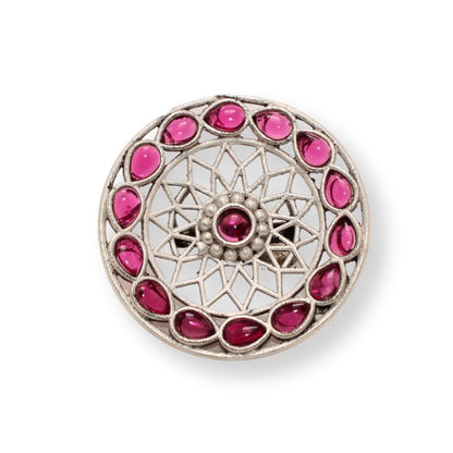 MULTI STONE RING ROUND SHAPE-MAGENTA -Rings