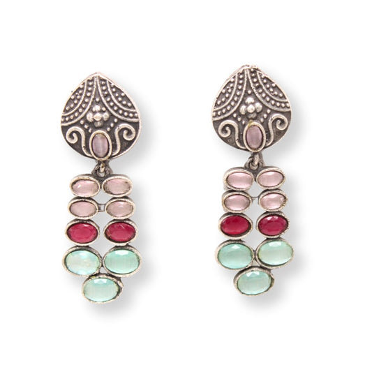 MULTIPLE STONES DANGLER- MINT MAUVE MAROON -Earrings