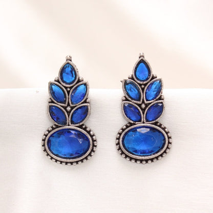 NAGINA LEAF STUD-BLUE -EARRING