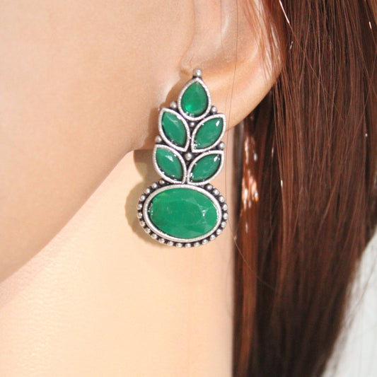 NAGINA LEAF STUD-GREEN -EARRING