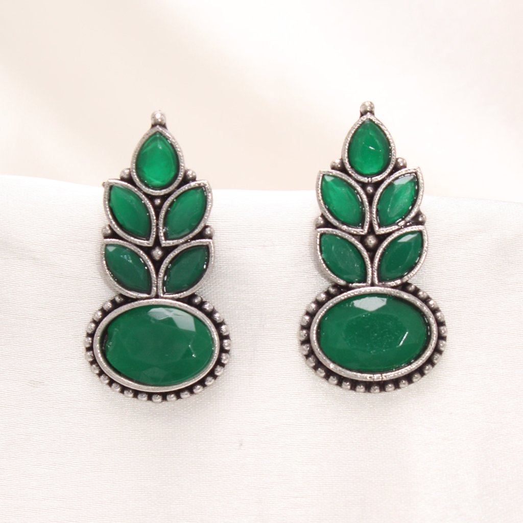 NAGINA LEAF STUD-GREEN -EARRING