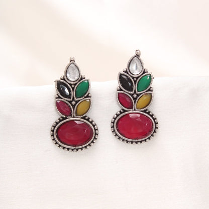 NAGINA LEAF STUD-MULTICOLOUR -EARRING