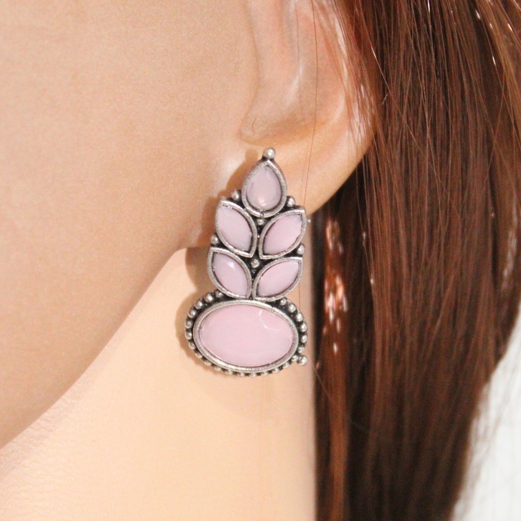 NAGINA LEAF STUD-PINK -EARRING